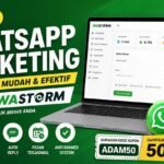 Ilustrasi cara whatsapp marketing menggunakan tools WAStorm untuk blast pesan, auto reply, dan promosi bisnis